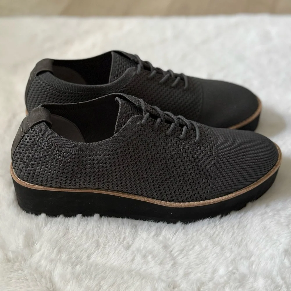 EILEEN FISHER 10 Eddy Knit Platform Oxford Loafers in Graphite Grey • Eddy 2 - Picture 6 of 15